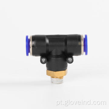 Conector de acessórios pneumáticos para tubo flexível de três vias PB